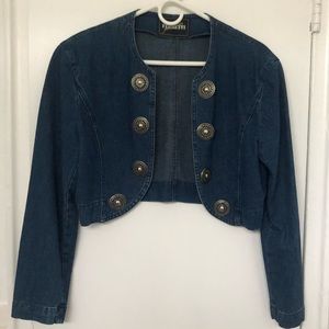 SOLD-Vintage 100% Cotton Denim Cropped Jacket